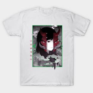 Samurai Demon Mask Girl Vaporwave Cyberpunk T-Shirt